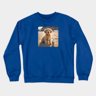 Cute Golden Retriever Puppy With Ice Cream Crewneck Sweatshirt